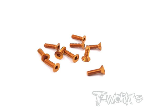 7075-T6 Hex. Countersink Screw 3mm  10pcs.-Orange-3x8mm