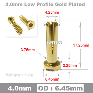 4.0mm Low Profile Gold Plated Banana Plug Male