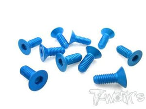 7075-T6 Hex. Countersink Screw 3mm  10pcs.-Dark Blue-3x10mm