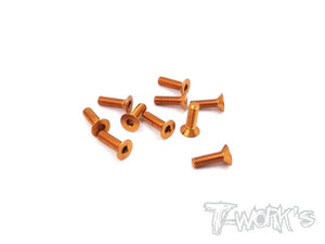 7075-T6 Hex. Countersink Screw 3mm  10pcs.-Orange-3x4mm