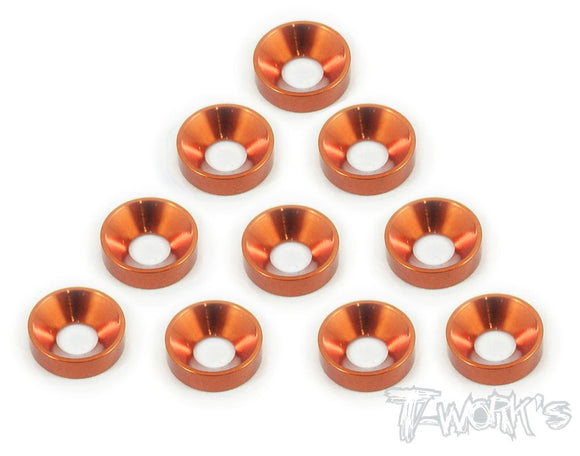 Rondelle svasate 4mm colori selezionabili, TA-002 Aluminum M4 Countersink Washer 10pcs-Orange