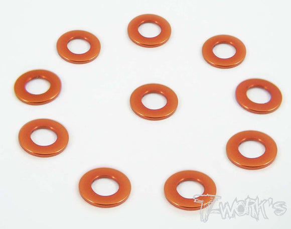 Rondelle larghe 3mm x 2.0mm colori selezionabili, TA-009 Aluminum 3mm Bore Washer 2.0mm10pcs.-Orange