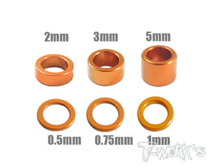 Set Rondelle larghe 4mm  0.5, 0.75 ,1,2 ,3 ,  colori selezionabili,TA-019 Aluminum 4mm -Orange