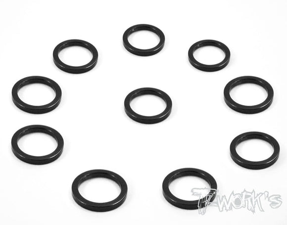 Spessori 6mm  Bore Washer 1.0mm, 10pz  colori selezionabili, TA-049 Aluminum 6mm Bore Washer 1.0mm 10pcs-Black