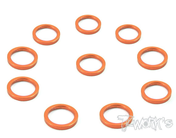 Spessori Aluminum 5mm Bore Washer 1.0mm  10pz  colori selezionabili, TA-044 Aluminum 5mm Bore Washer 1.0mm 10pcs.-Orange