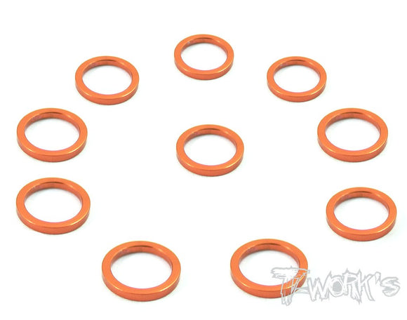 Spessori 6mm  Bore Washer 1.0mm, 10pz  colori selezionabili, TA-049 Aluminum 6mm Bore Washer 1.0mm 10pcs-Orange