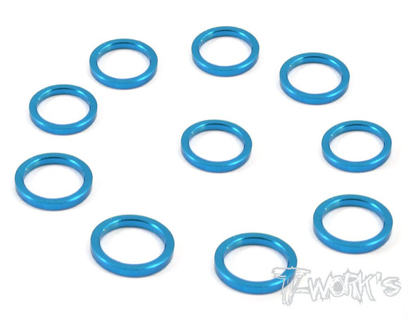 Spessori 6mm  Bore Washer 1.0mm, 10pz  colori selezionabili, TA-049 Aluminum 6mm Bore Washer 1.0mm 10pcs-ligh blue